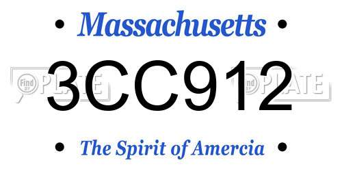 3CC912 Massachusetts License Plate
