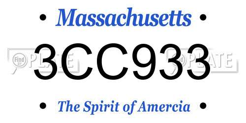 3CC933 Massachusetts License Plate