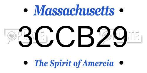 3CCB29 Massachusetts License Plate