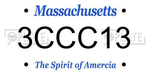 3CCC13 Massachusetts License Plate