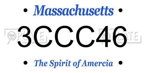 3CCC46 Massachusetts License Plate