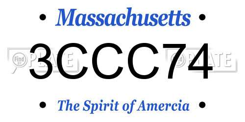 3CCC74 Massachusetts License Plate