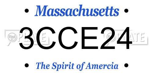 3CCE24 Massachusetts License Plate