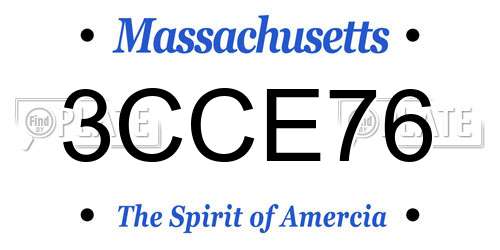 3CCE76 Massachusetts License Plate