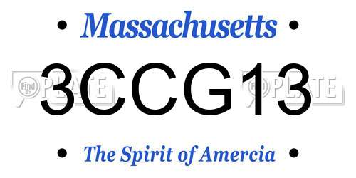 3CCG13 Massachusetts License Plate