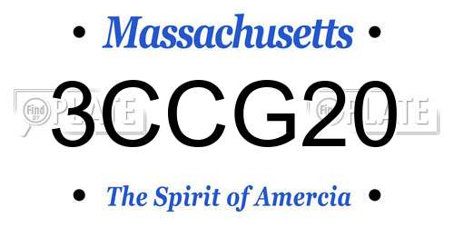 3CCG20 Massachusetts License Plate