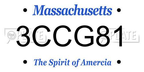 3CCG81 Massachusetts License Plate