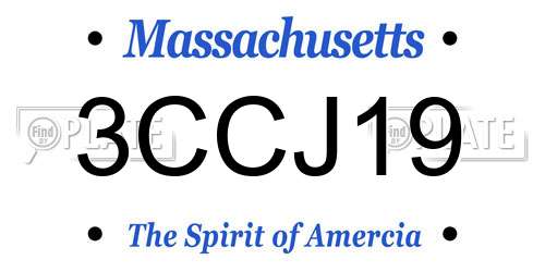 3CCJ19 Massachusetts License Plate