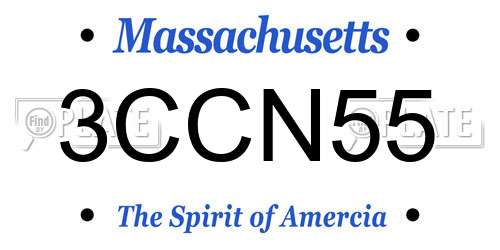 3CCN55 Massachusetts License Plate