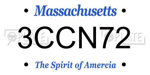 3CCN72 Massachusetts License Plate