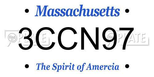3CCN97 Massachusetts License Plate