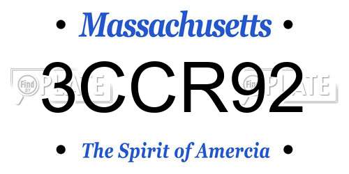 3CCR92 Massachusetts License Plate