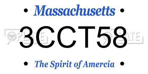 3CCT58 Massachusetts License Plate