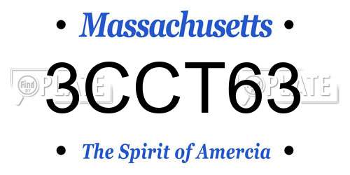 3CCT63 Massachusetts License Plate
