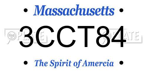 3CCT84 Massachusetts License Plate