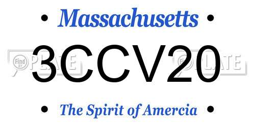 3CCV20 Massachusetts License Plate