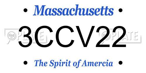 3CCV22 Massachusetts License Plate