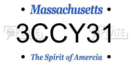 3CCY31 Massachusetts License Plate