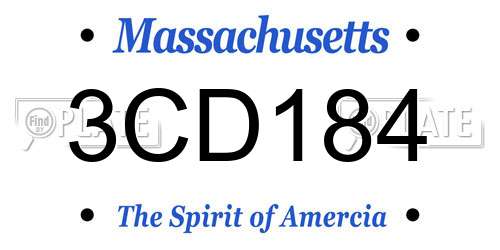 3CD184 Massachusetts License Plate