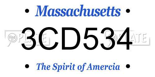 3CD534 Massachusetts License Plate