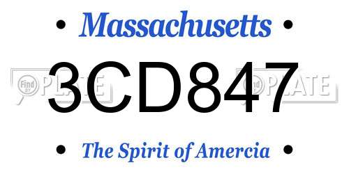 3CD847 Massachusetts License Plate