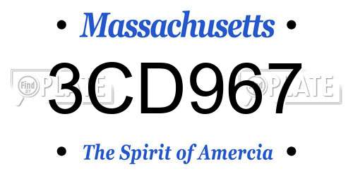 3CD967 Massachusetts License Plate