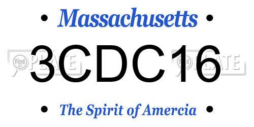 3CDC16 Massachusetts License Plate