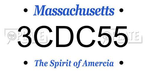 3CDC55 Massachusetts License Plate
