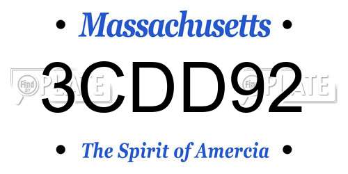 3CDD92 Massachusetts License Plate