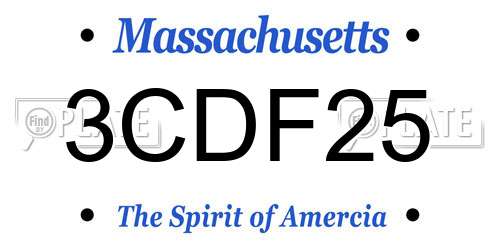 3CDF25 Massachusetts License Plate