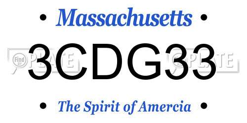 3CDG33 Massachusetts License Plate
