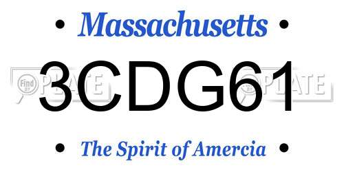 3CDG61 Massachusetts License Plate