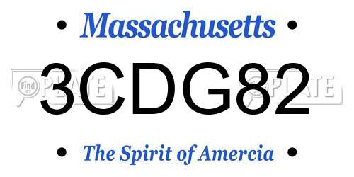 3CDG82 Massachusetts License Plate