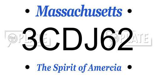 3CDJ62 Massachusetts License Plate