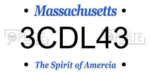 3CDL43 Massachusetts License Plate