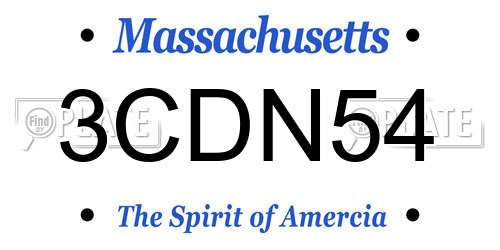 3CDN54 Massachusetts License Plate