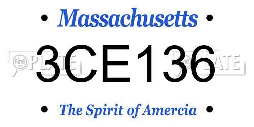 3CE136 Massachusetts License Plate