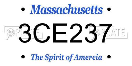 3CE237 Massachusetts License Plate