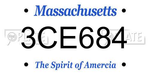 3CE684 Massachusetts License Plate