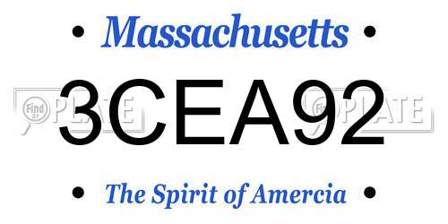 3CEA92 Massachusetts License Plate