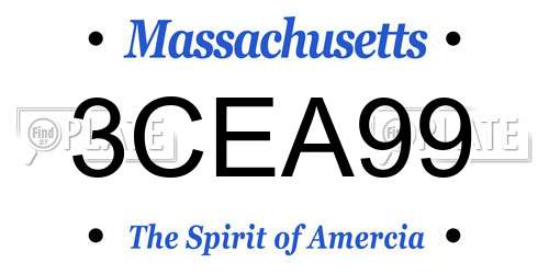 3CEA99 Massachusetts License Plate