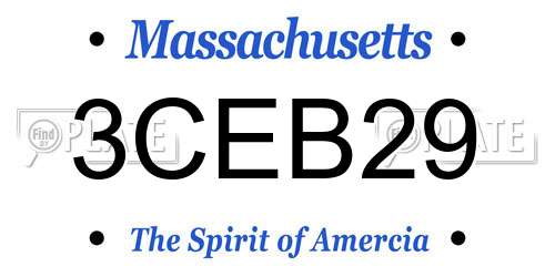 3CEB29 Massachusetts License Plate