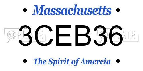 3CEB36 Massachusetts License Plate