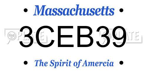 3CEB39 Massachusetts License Plate