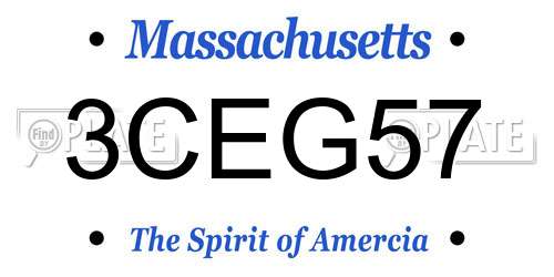 3CEG57 Massachusetts License Plate