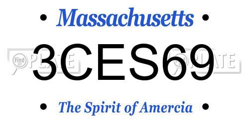 3CES69 Massachusetts License Plate