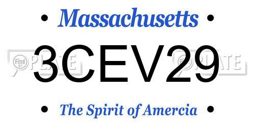 3CEV29 Massachusetts License Plate