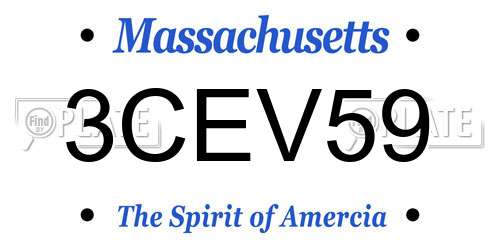 3CEV59 Massachusetts License Plate