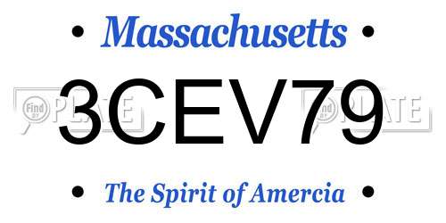 3CEV79 Massachusetts License Plate