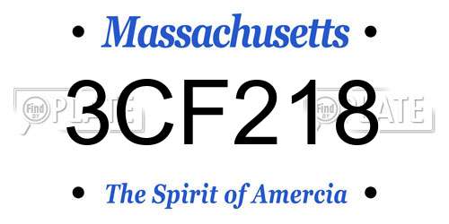 3CF218 Massachusetts License Plate